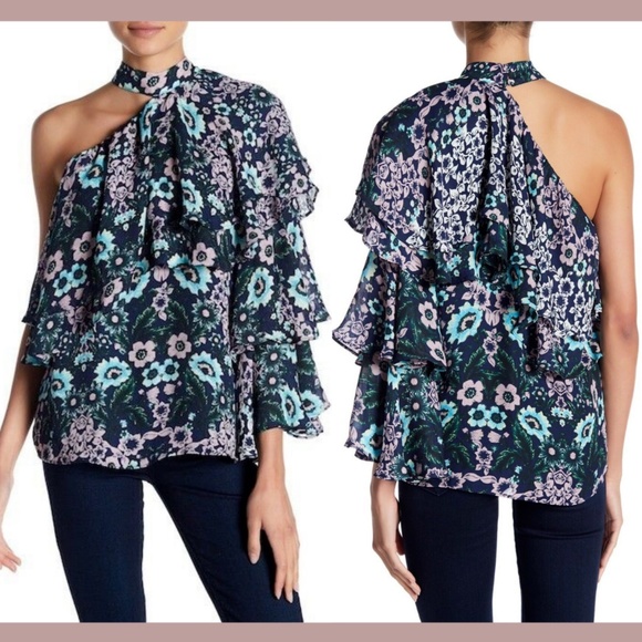 NEW Parker [ Medium ] One Shoulder Ruffle Choker Top‎ in Lilac Eden - Picture 1 of 11